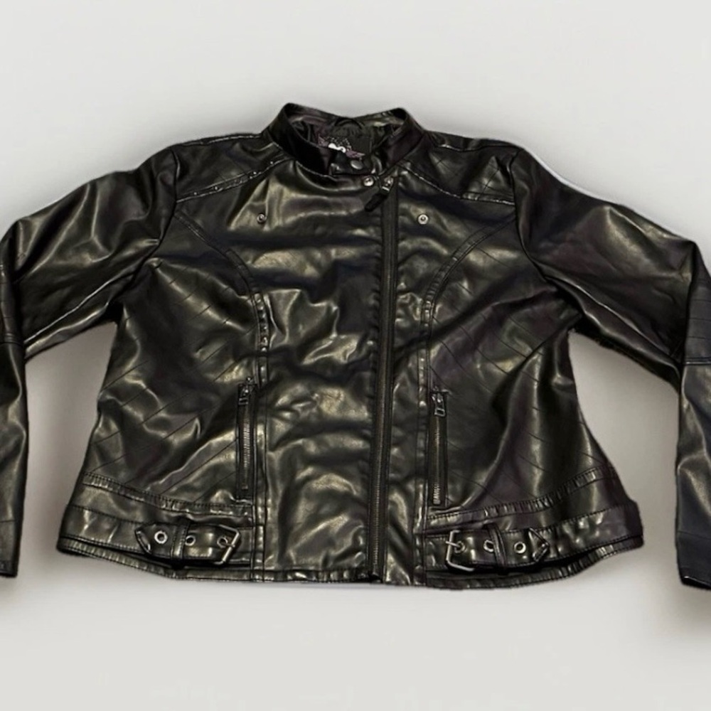 Buffalo David Bitton Black Faux Letter Moto Jacket